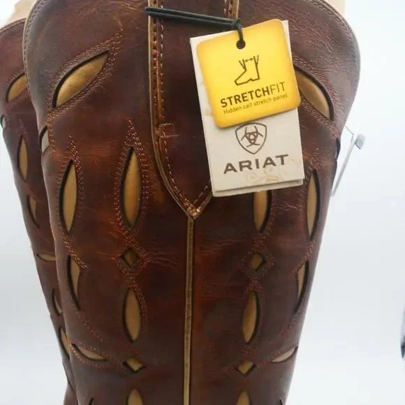 NEW Ariat Women’s 5.5 Saylor Stretchfit Boots Tall Chic Brown Leather - Picture 3 of 15